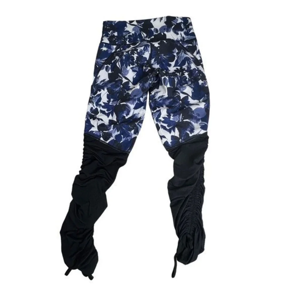 Fabletics Womens Purple Black‎ Floral Cashel Foldover Powerform Leggings Small